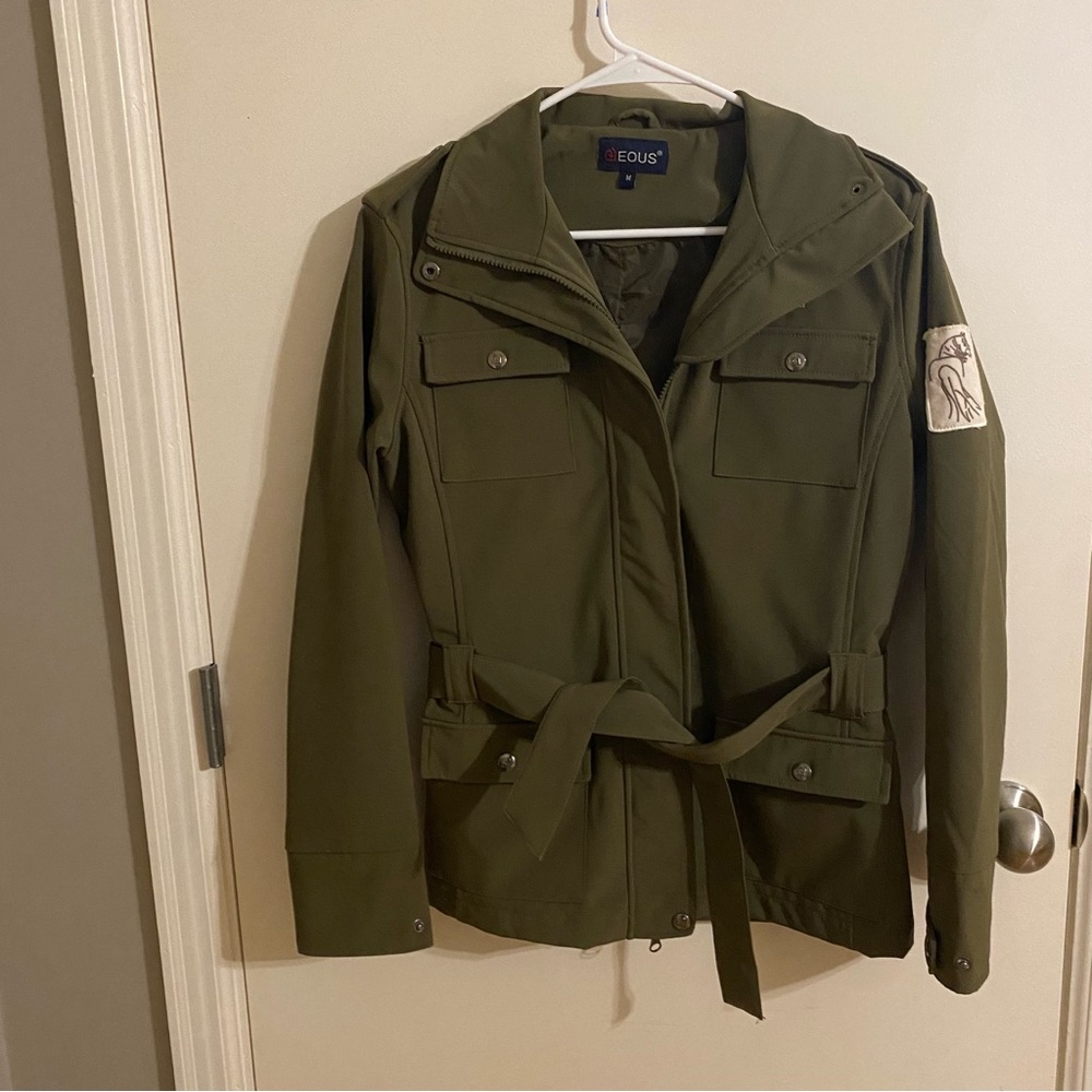 NWOT EOUS military green light weight coat